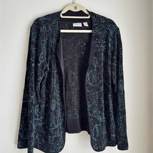 Chico's travelers Black Blazer with Blue Pattern